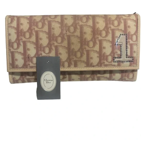 DIOR Vintage Pink Trotter Logo Girly #1 Long Wallet - Picture 3 of 9